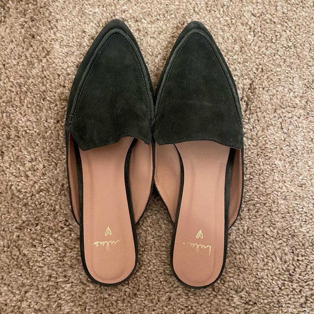 Green Suede Flats Size 8